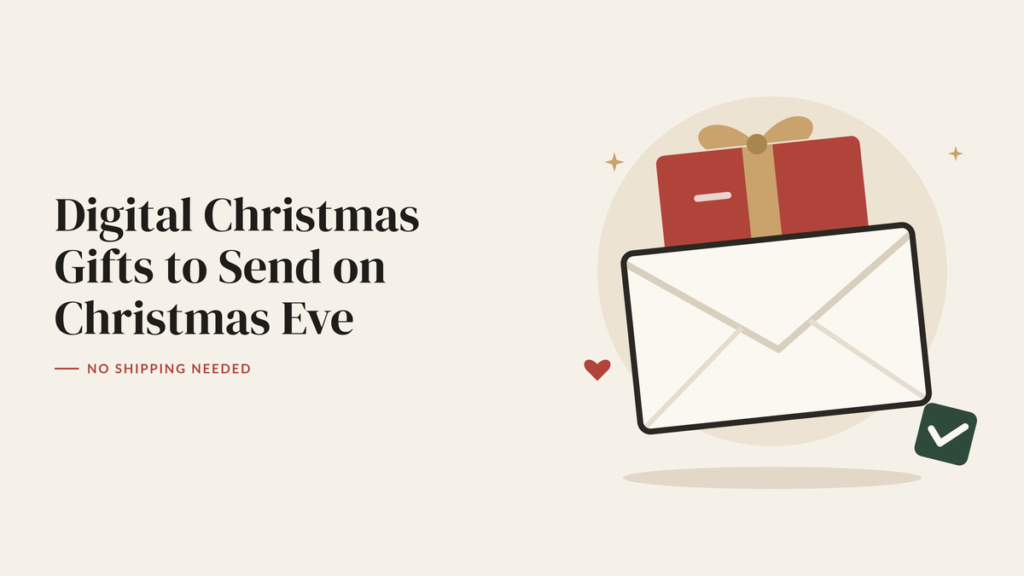 Illustration of a wrapped gift card tucked into an open envelope