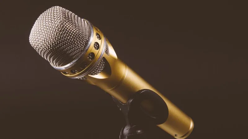 A gold microphone