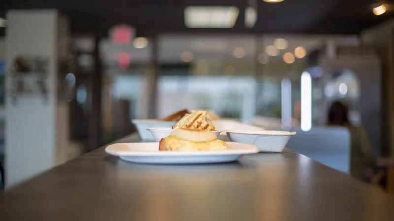 Plates of food on a restaurant table