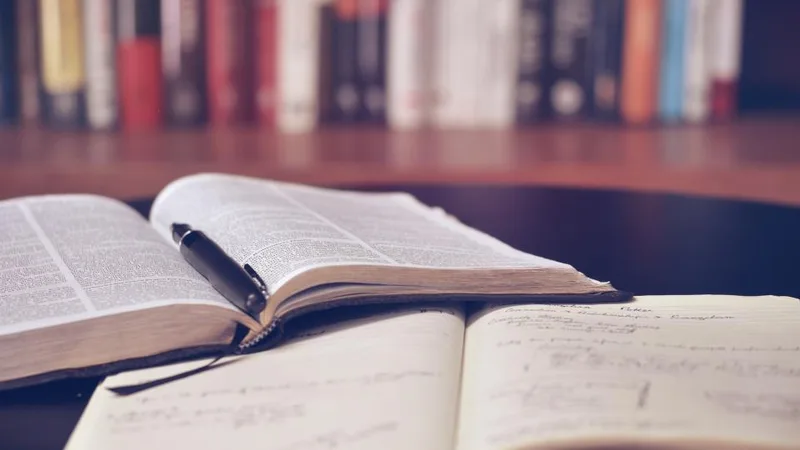 Open books on a table