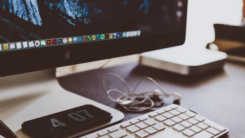 A computer desk setup
