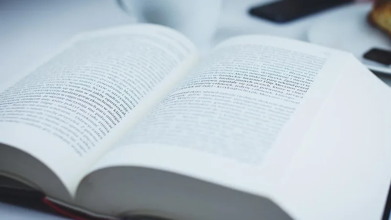 An open book on a desk