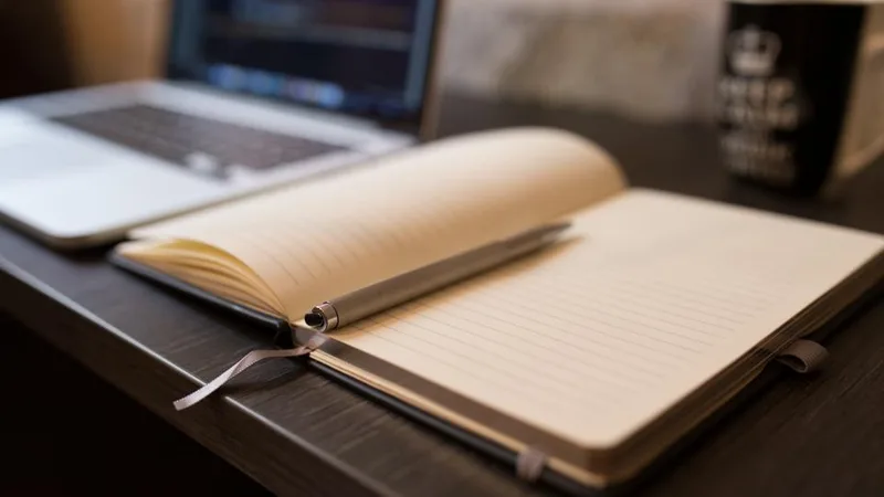 An open notebook on a desk