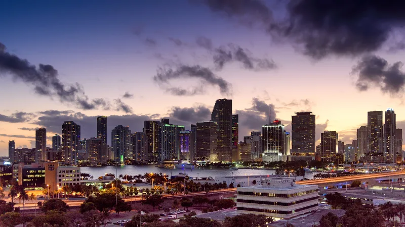 City lights at twilight