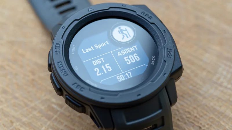 A fitness watch on a table