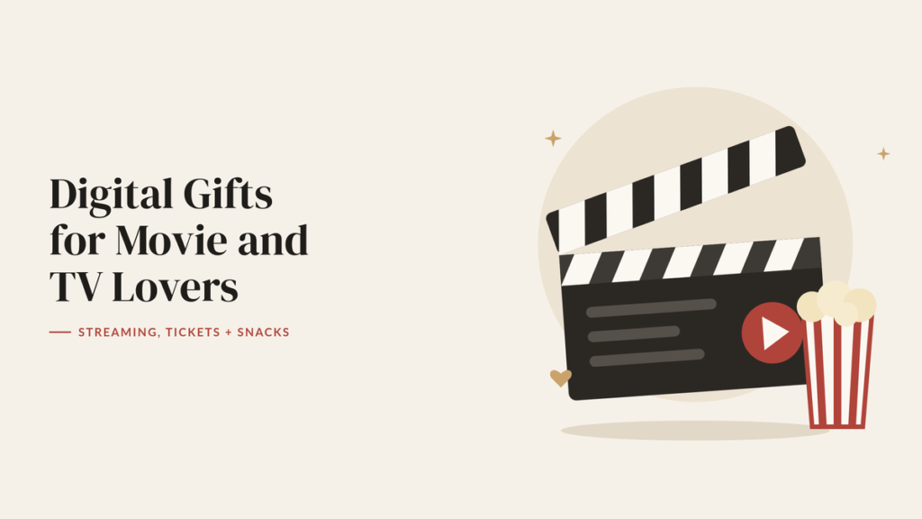 Illustration of a movie clapperboard and a box of popcorn