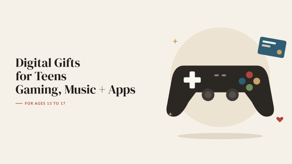 Illustration of a game controller and a digital gift code card