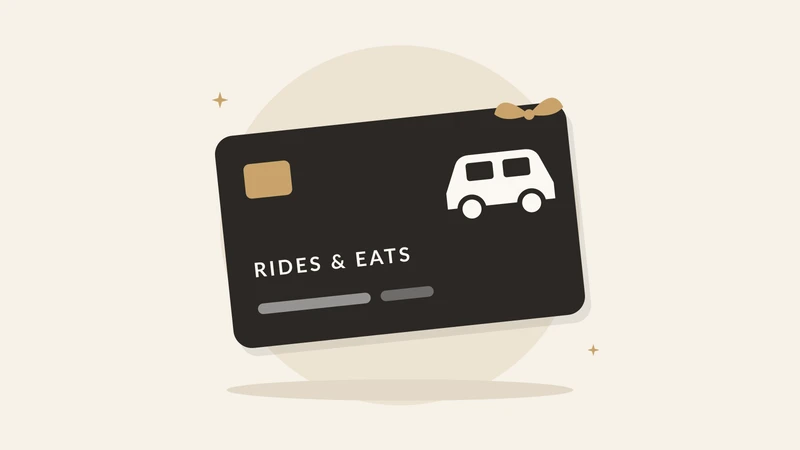 Illustration of a rides & eats card