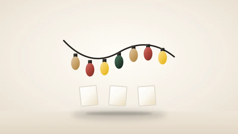 Illustration of a string lights with photo clips