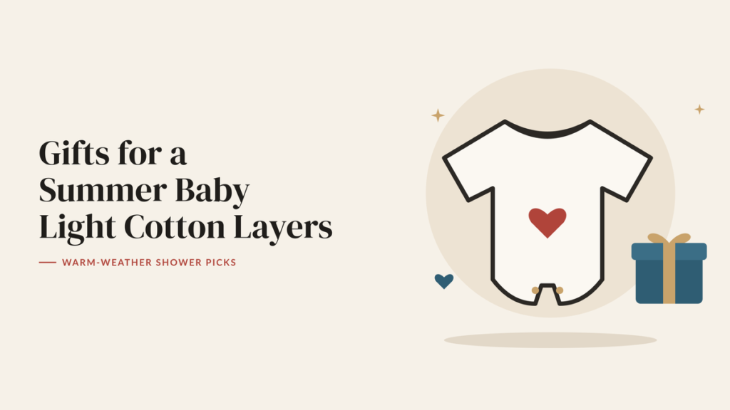 Illustration of a baby onesie with a heart and a wrapped gift