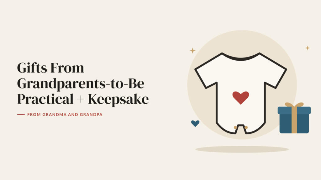 Illustration of a baby onesie with a heart and a wrapped gift