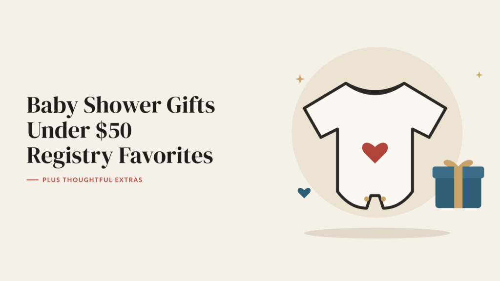 Illustration of a baby onesie with a heart and a wrapped gift