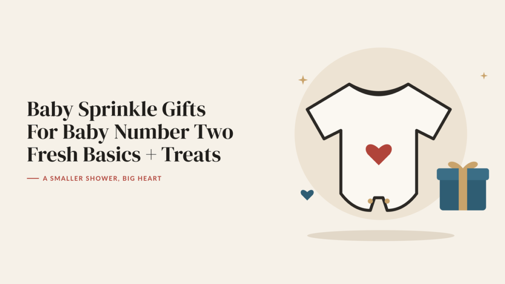 Illustration of a baby onesie with a heart and a wrapped gift