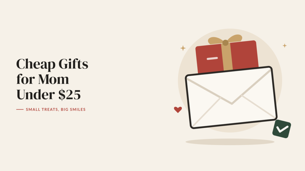 Illustration of a wrapped gift card tucked into an open envelope