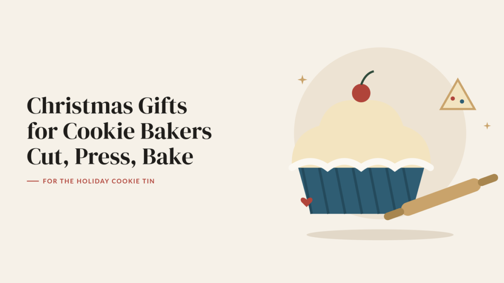 Illustration of a cupcake, a rolling pin and a slice of cake
