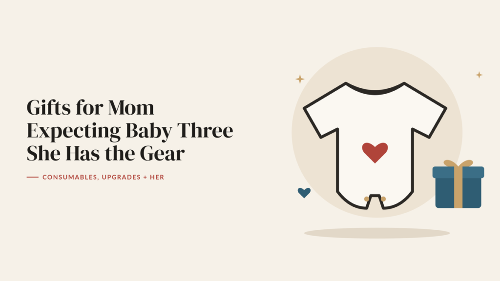 Illustration of a baby onesie with a heart and a wrapped gift