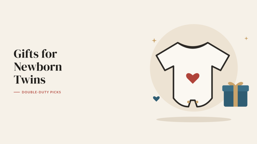 Illustration of a baby onesie with a heart and a wrapped gift