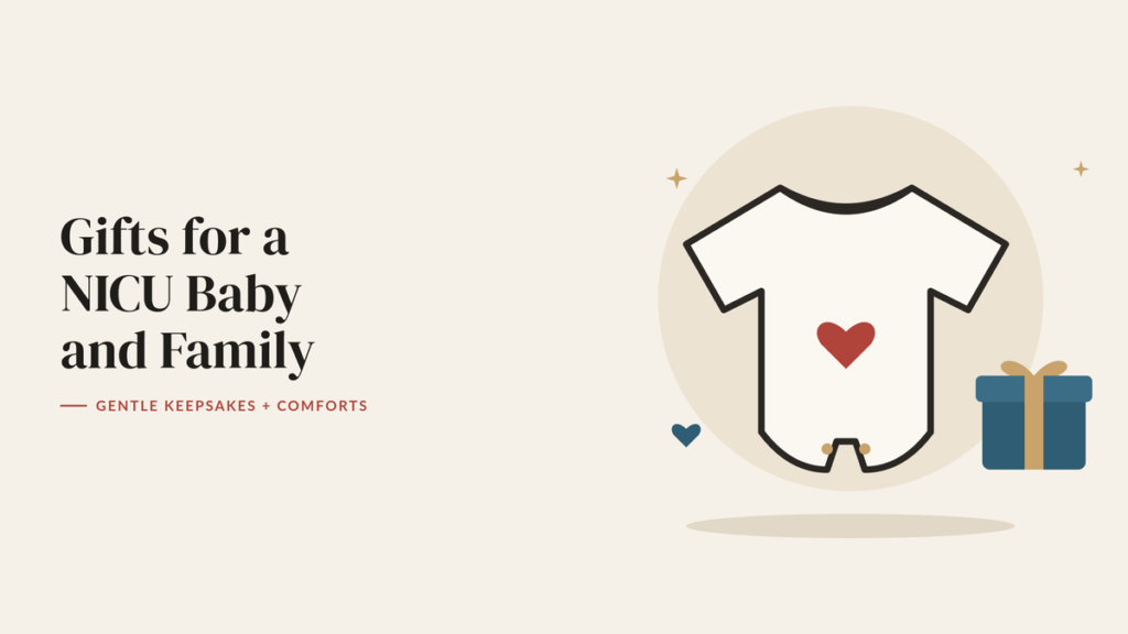 Illustration of a baby onesie with a heart and a wrapped gift