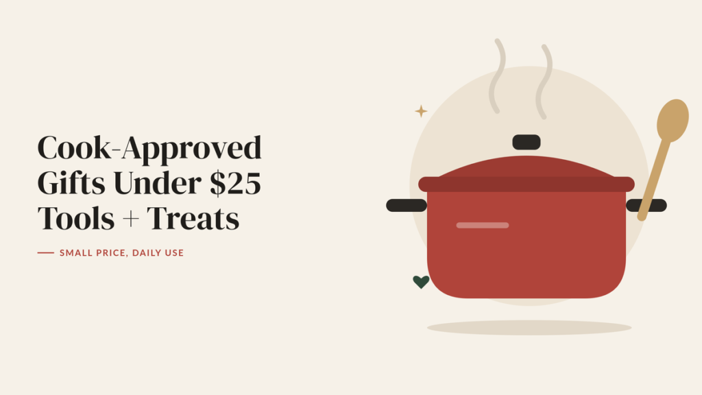 Illustration of a red cooking pot with steam and a wooden spoon
