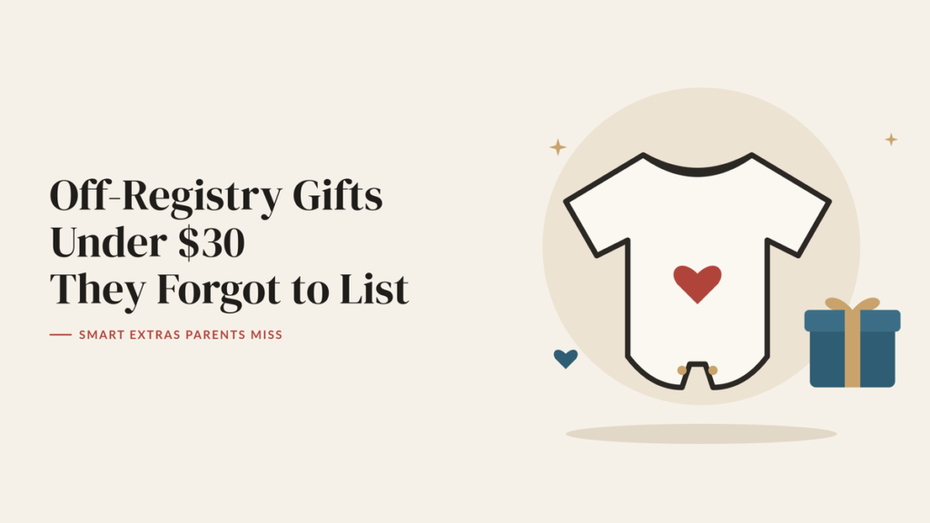 Illustration of a baby onesie with a heart and a wrapped gift