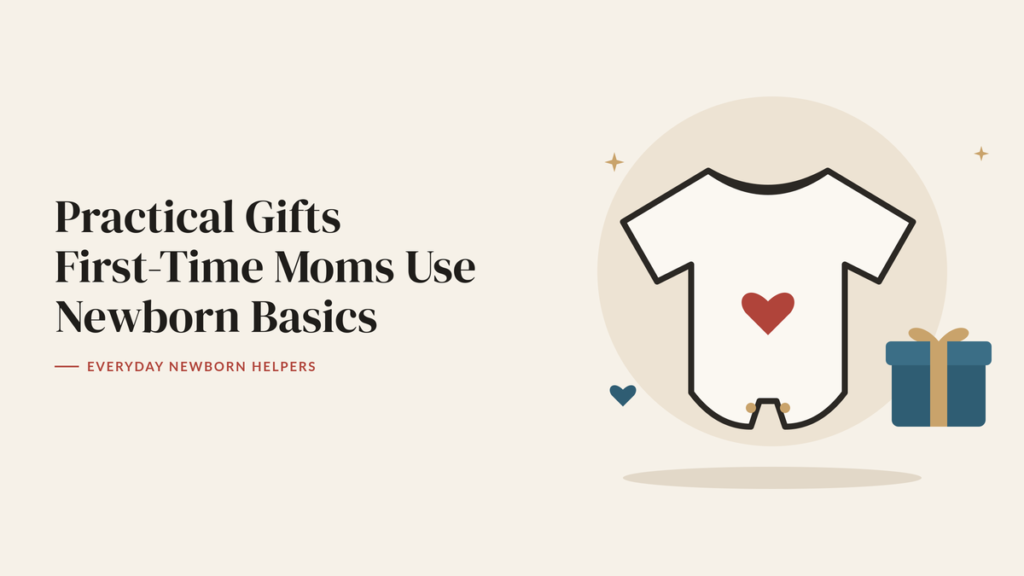Illustration of a baby onesie with a heart and a wrapped gift