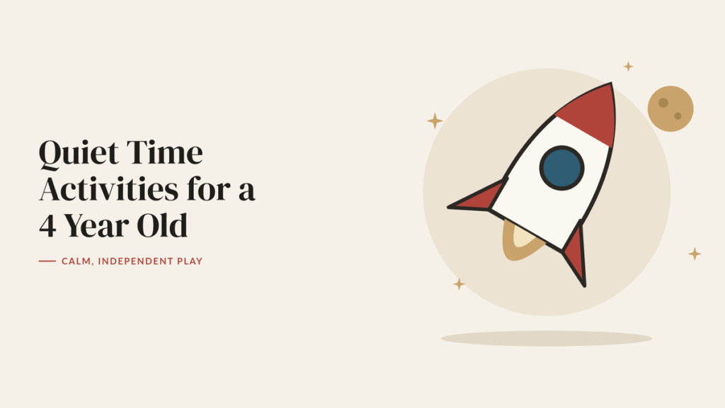 Illustration of a toy rocket with stars and a moon